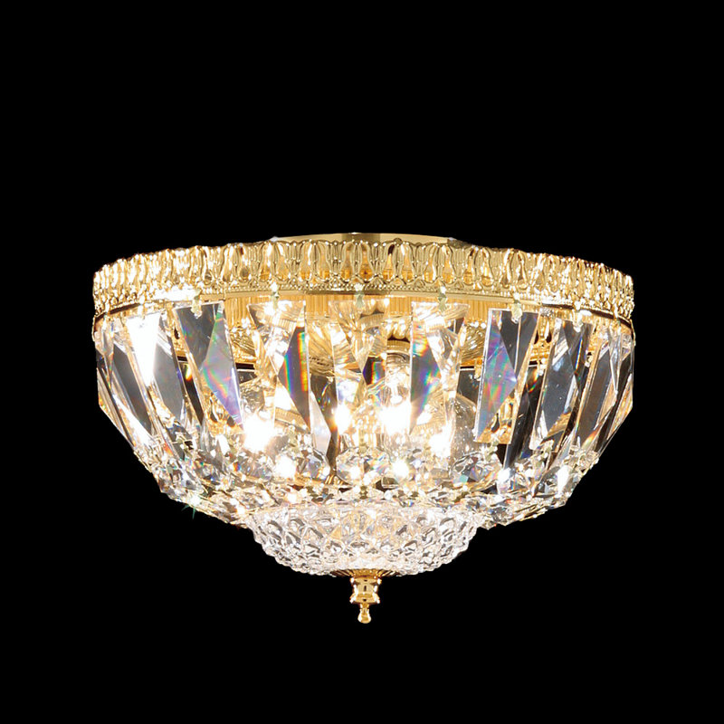 Flush Mount 3 - Light Flush Mount, 6" H x 12" W x 12" D, Gold