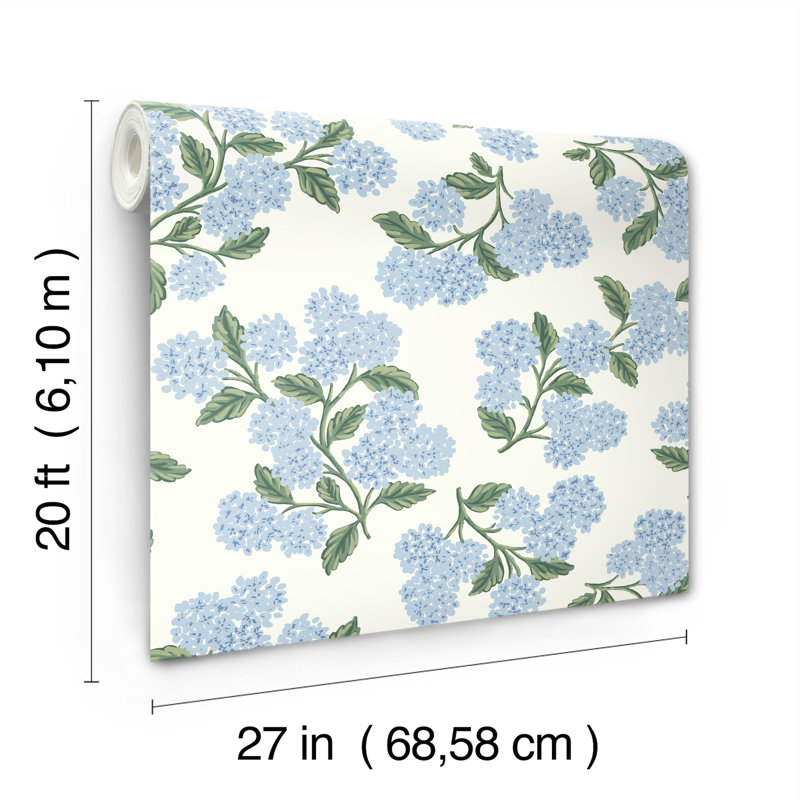 Papier peint Hydrangea blanc, Bleu