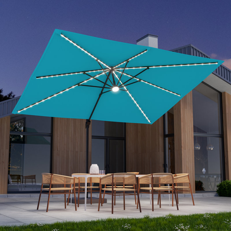 Parasol lumineux en porte-à-faux 11,5 x 9 pi avec base Doogal, Lac bleu