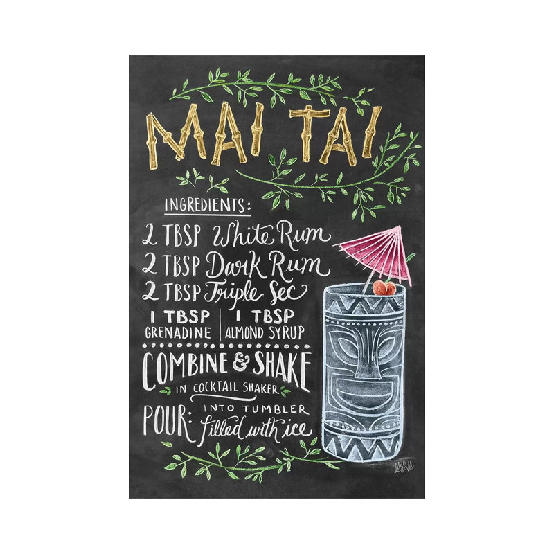 Mai Tai Recipe - Print on Canvas, Wrapped Canvas, 66.04 cm H x 45.72 cm W x 1.91 cm D