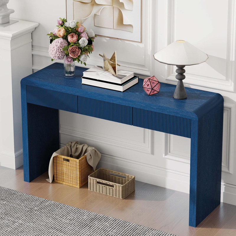 Console rustique avec 3 tiroirs cannelés