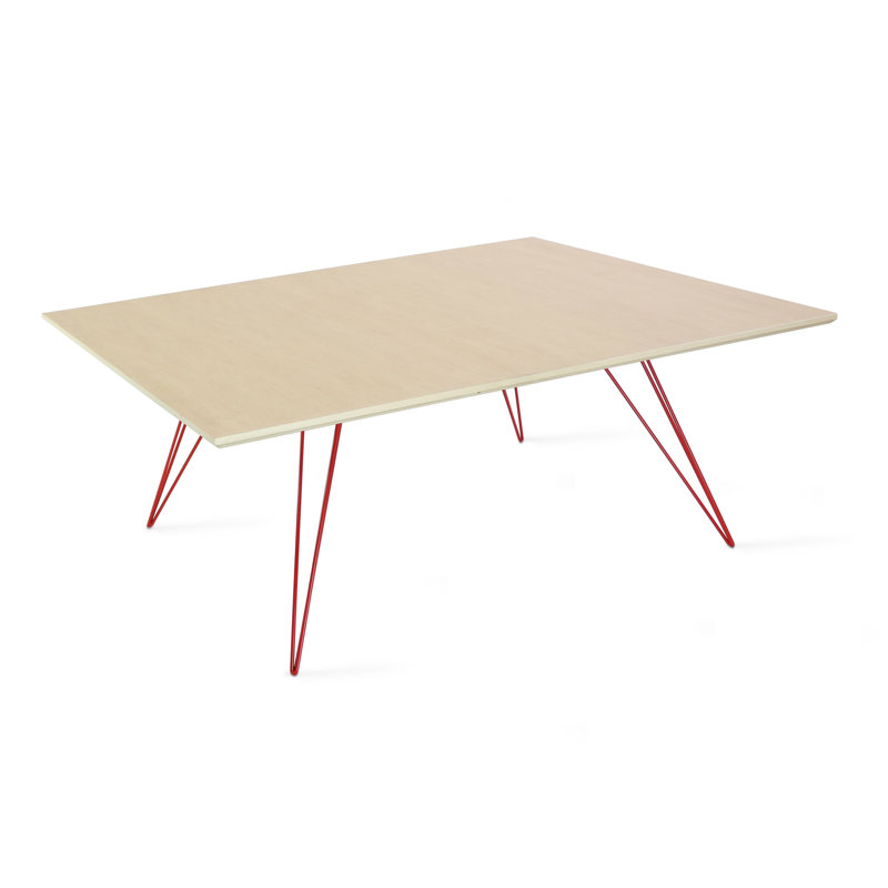 Williams Coffee Table, Red, 18" H x 54" L x 46" W, Maple
