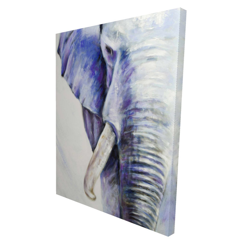 Toile d'éléphants bleus bohémiens | Décoration intérieure, H 48 po x l 36 po