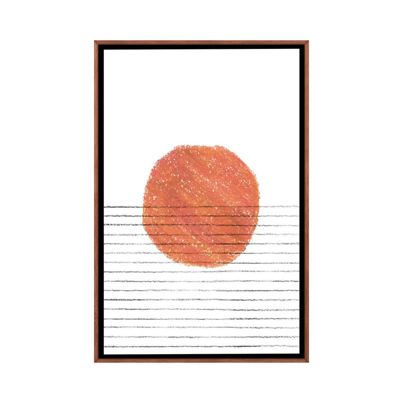 Terracotta Sunset - reproduction d'art, Toile avec cadre en bois brun classique, H 26 po x l 18 po x 1,5 po, Aucun mat