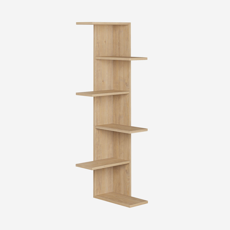 Saso Corner Bookcase 5-Tier Storage Unit, Saphire Oak