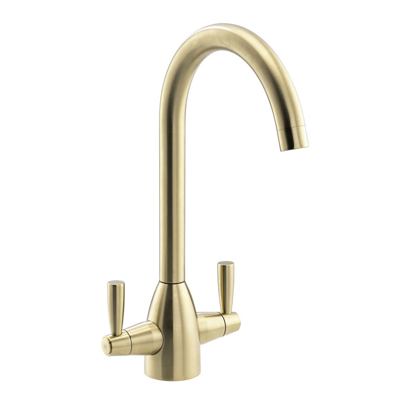 Abode Zermat Dual Lever Kitchen Mixertap, Brushed Brass