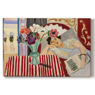 Girl Reading with Anemones (La Liseuse aux anémones)-Henri Matisse-Gallery Wrapped Canvas-c. 1920s