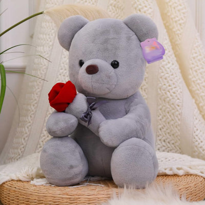 Poupée de 9 pouces avec petit ours en peluche et rose, cadeau de la Saint-Valentin pour les filles, les petites amies, les amoureux, mini-cadeau de décoration pour la Saint-Valentin pour son / sa petite amie, son amant, sa mère