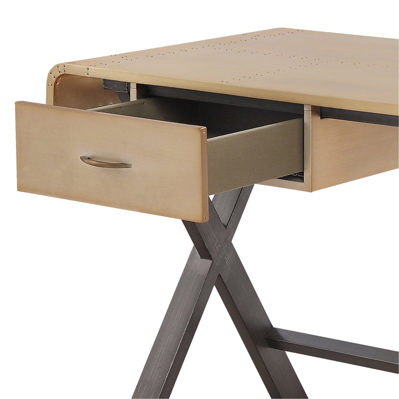Bureau d'écriture rectangulaire en aluminium doré
