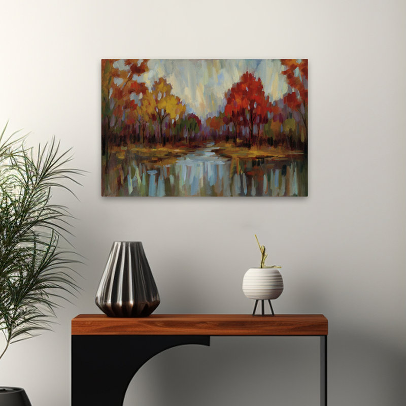 Fall Aquarelle - Autumn Blue Fall Foliage, 24" H x 16" W