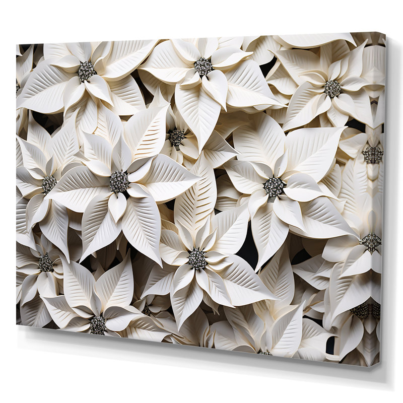 «White Poinsettia Serenade» sur toile, H 16 po x l 32 po x P 1 po, Toile tendue