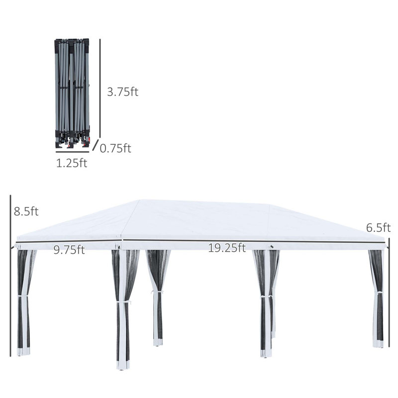 Auvent avec moustiquaire 10 pi x 20 pi Outsunny