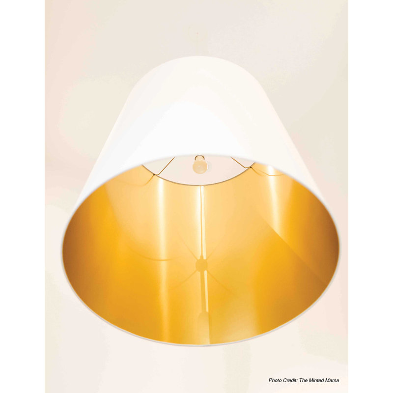 Oversized Drum 1 Light Single Bell Pendant, White on Gold, 26" H x 26" W x 21" D
