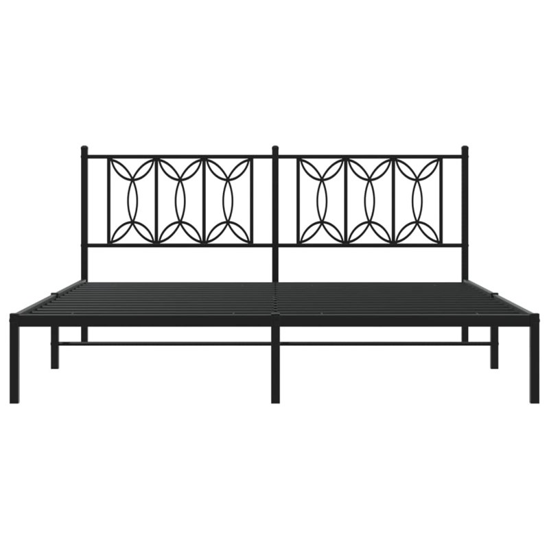 Metal Bed Frame Without Mattress With Headboard Black, Super King (6')