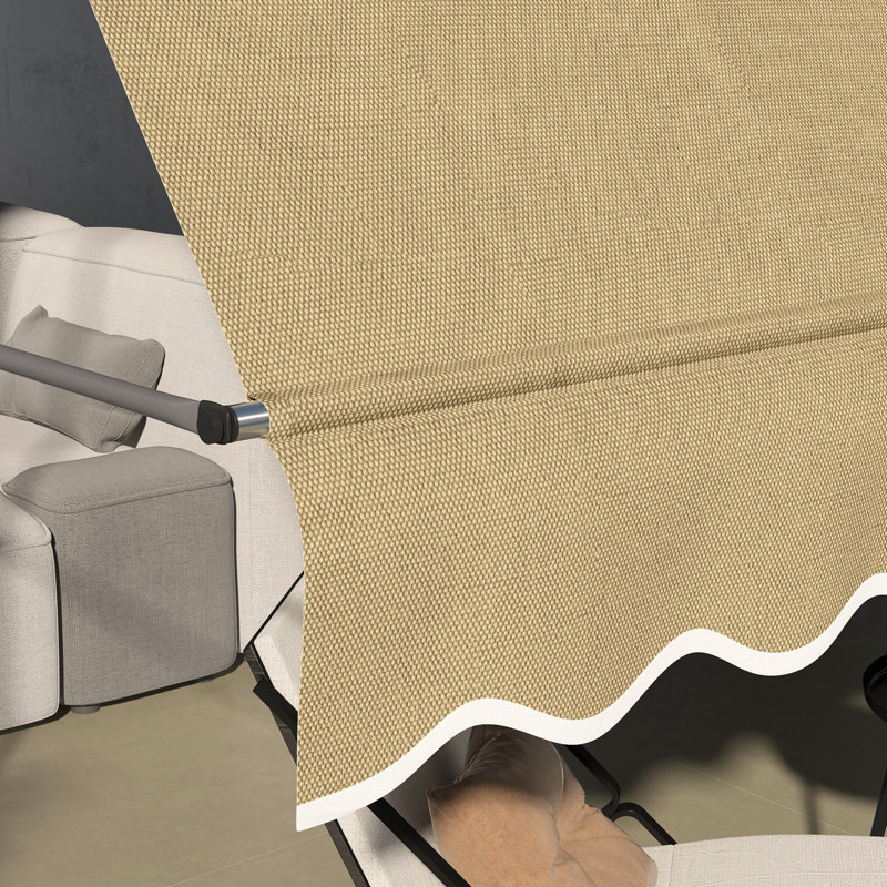118" Window Porch Sunshade Awning, Retractable With Adjustable Canopy And Uv30+ Resistance, Beige Deck Sunshade, Patio Awning Fabric, For Porch, Window, Door,