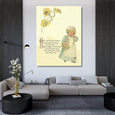 Astoria Grand Humphrey, Maud Gallery Wrapped Canvas Art Titled: Nursery Rhymes: Hot Cross Buns