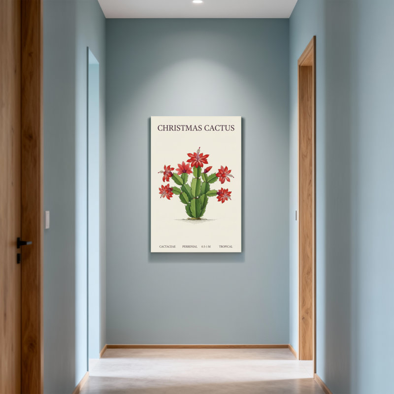 Plantes et fleurs, motif de cactus de Noël, H 12 po x l 18 po