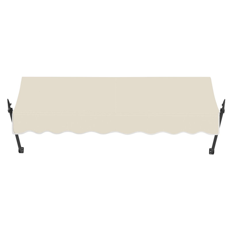 Awntech New Orleans Acrylic Fabric Fixed Awning with Iron Spear Arms, Linen, 31" H x 52.5" W x 16" D