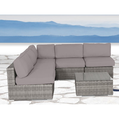 Ensemble de conversation modulaire avec coussins Sunbrella 6 pièces Lazaro