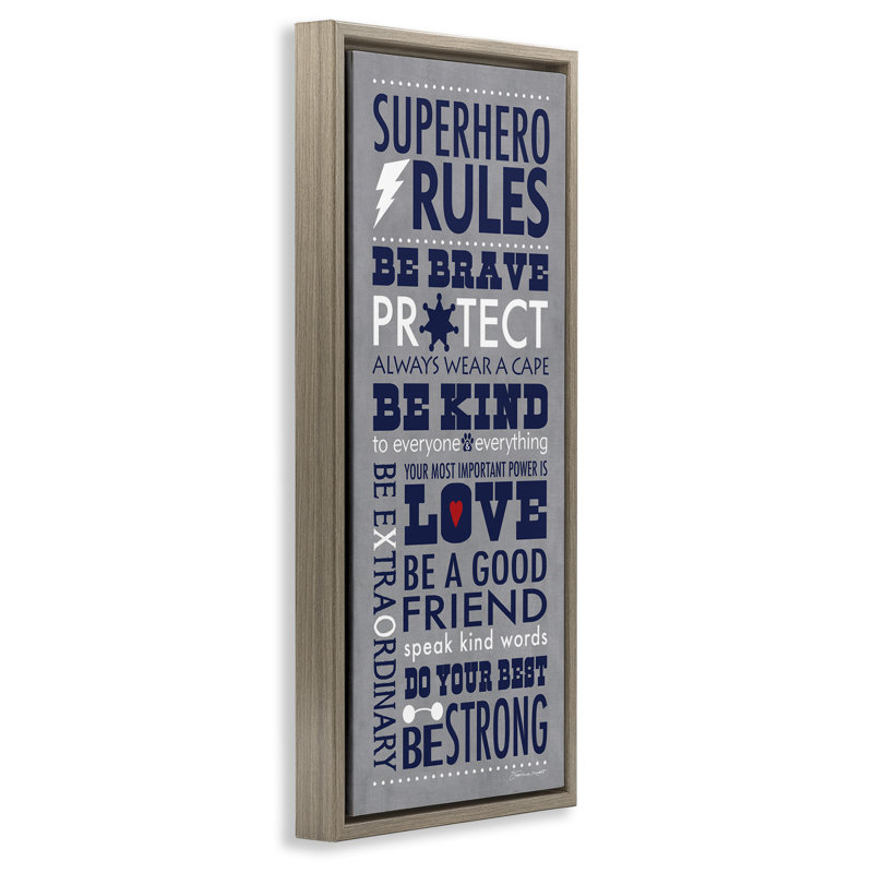 Superhero Rules Typographie, Cadre flottant orme Montalcino, H 31 po x l 15 po
