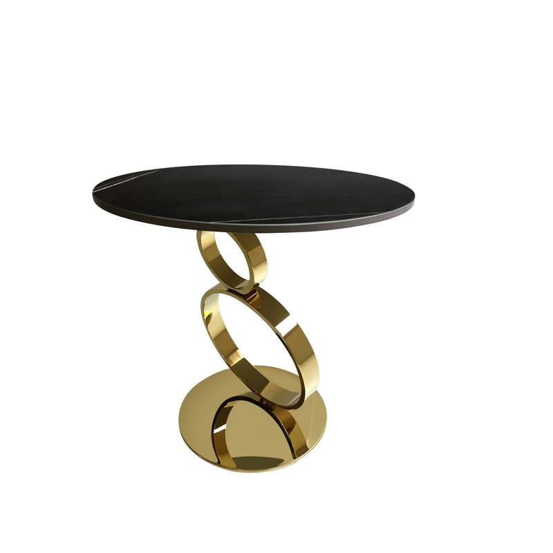 Table de bout Tobias, Céramique noire, Or brossé