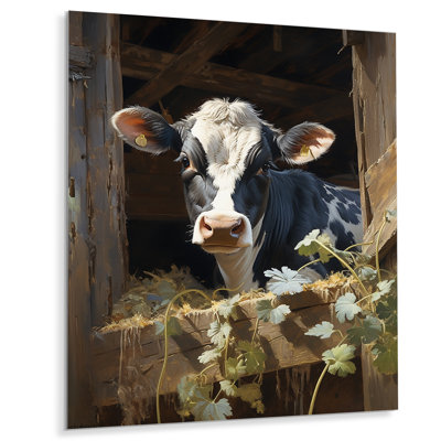 Vache, charme rustique I - animaux, impressions d'art mural en métal