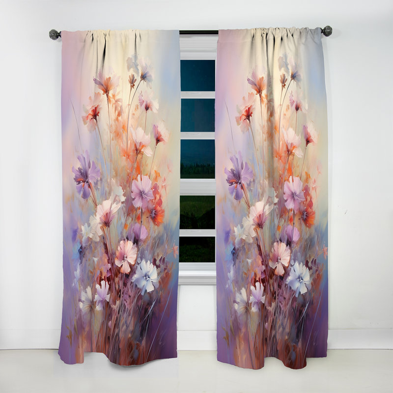 Adells Wildflowers Bouquet Romantic Impression - Traditional Curtain - Velvet Room Darkening - 1 panel, 52" W x 95" L