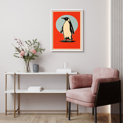Minimal Penguin Framed Wall Art Prints - Modern Animal Design for Kids Room Nursery