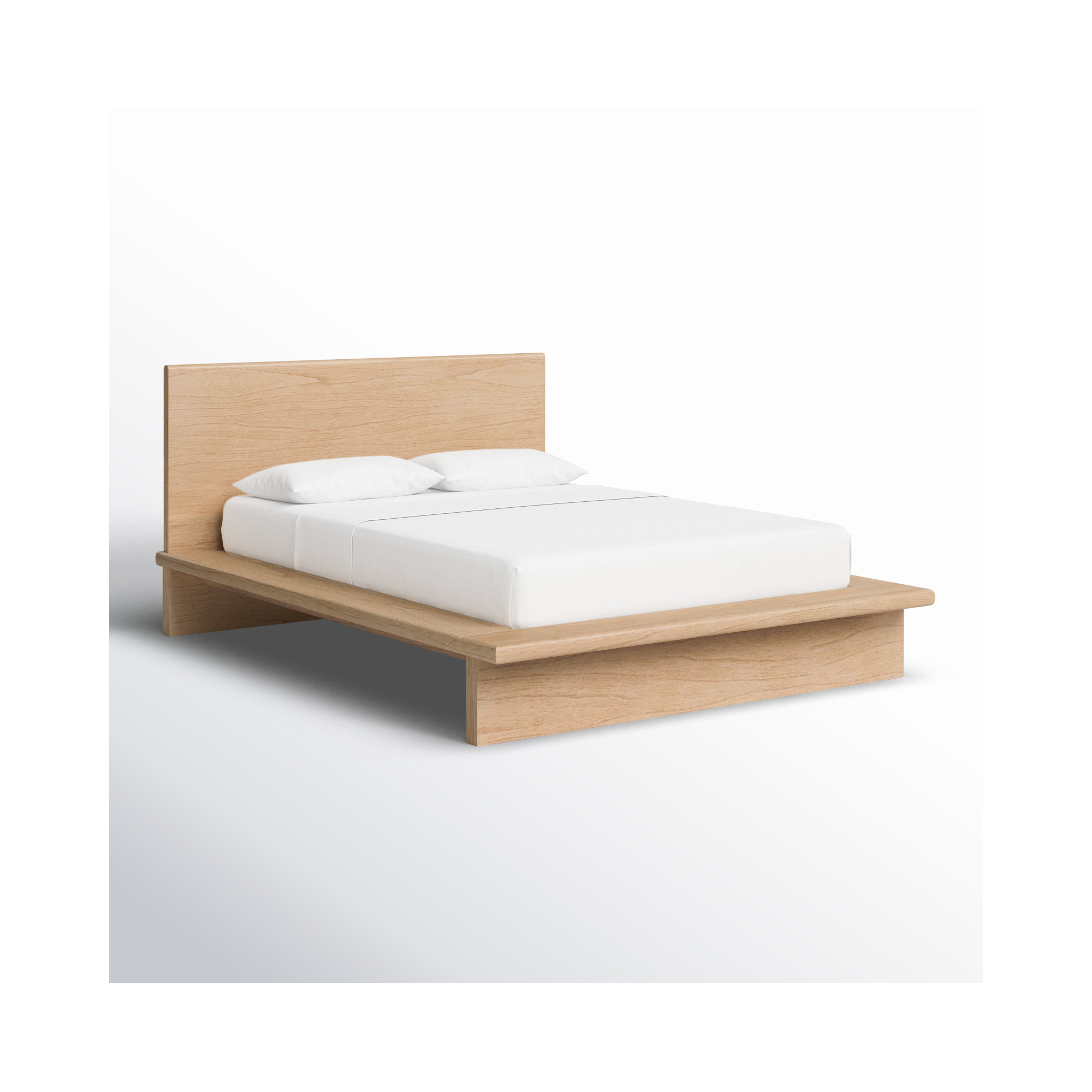 Soleil Wood Platform Bed, Light Brown, Queen