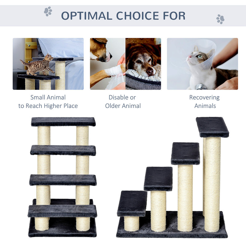 Gray Sisal Stair-Shaped Cat Tree with Scratching Posts