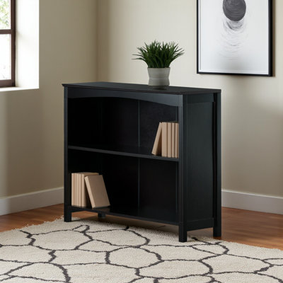 Brownlee Brown Finish 2-Section Bookcase with Wide Shelf, 29.73'' H X 36.83'' W X 11.68'' D