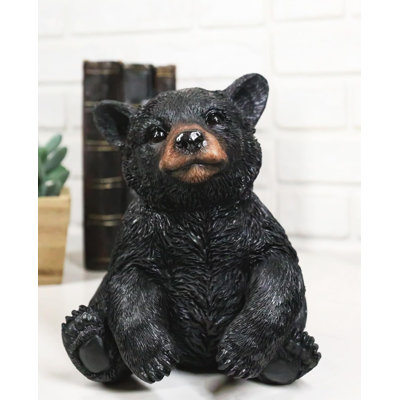 Rustic Western Forest Wonders Sitting Baby Black Bear Cub Whimsical Figurine