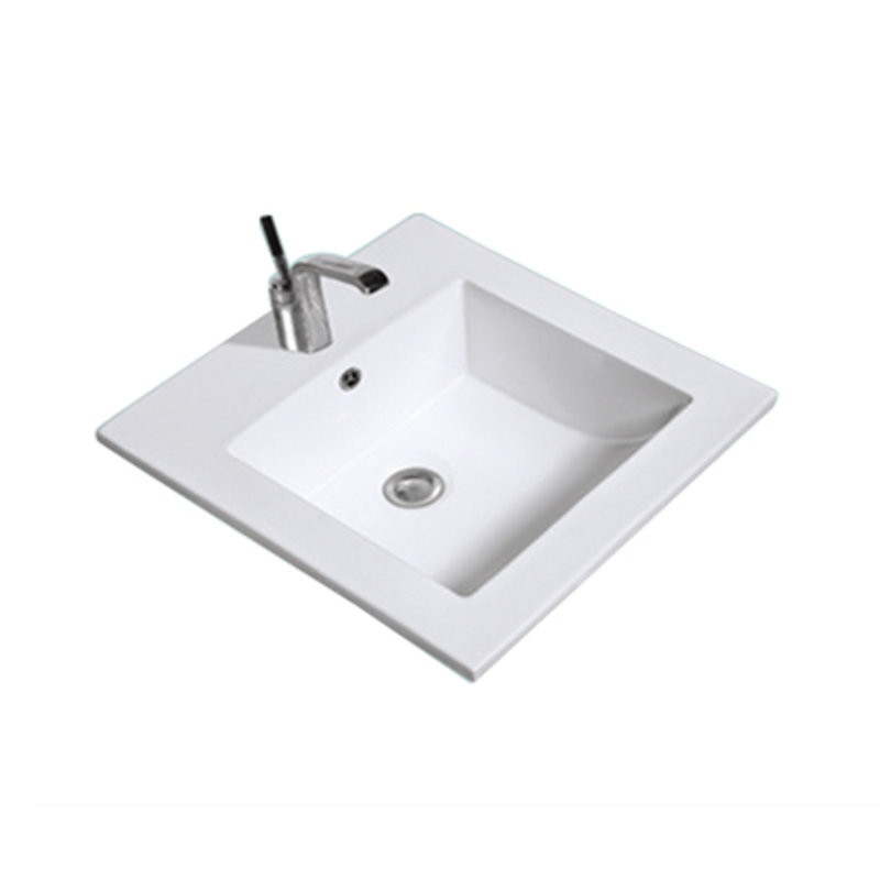 Plateau de meuble-lavabo simple 16,3 po en blanc avec lavabo