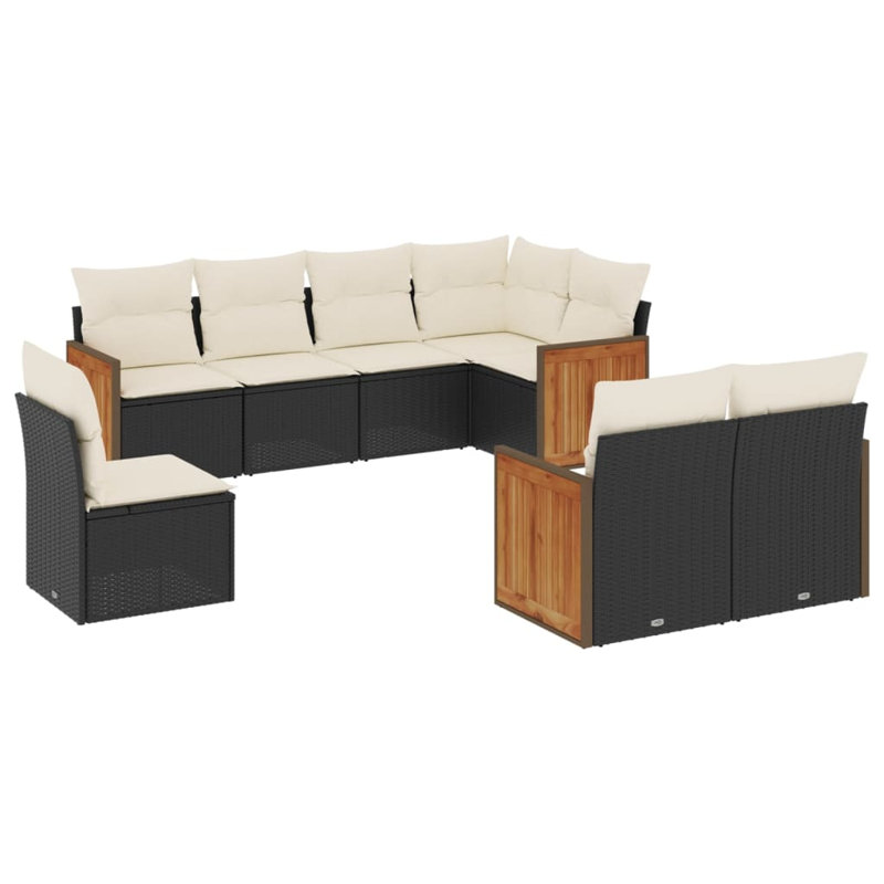 Ensemble de canapé de jardin modulaire en rotin PE noir Vidaxl