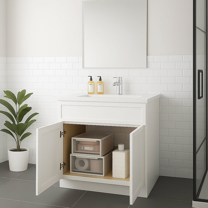 Base de meuble-lavabo simple 30 po seulement, Blanc