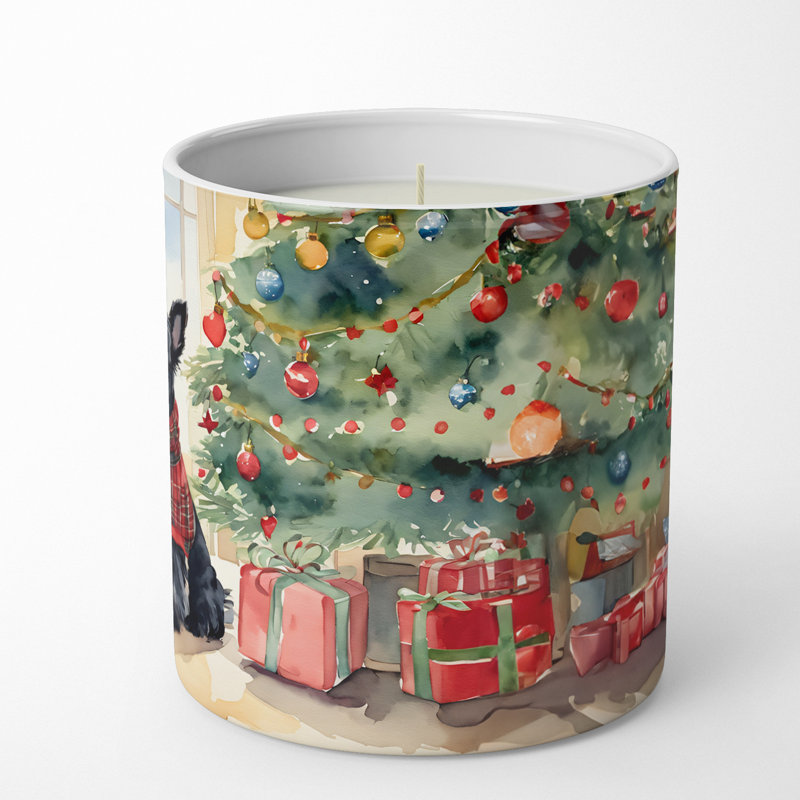Bougie parfumée d'arbre de Noël avec support en céramique 