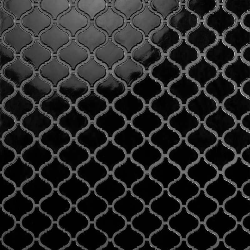 Carreau de mosaïque de plancher et de mur en porcelaine noire 9-1 / 2 "x 10-3 / 4" Metro Lantern