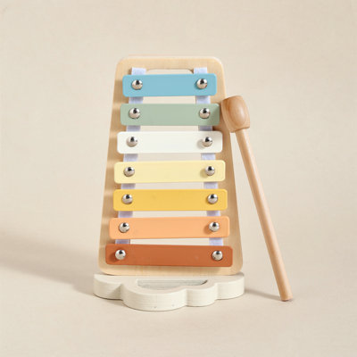 Cloud-Shaped Wooden Xylophone with Mallet