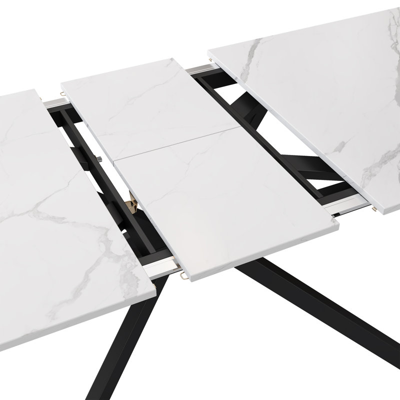 Extendable Dining Table Black With Desktop, White