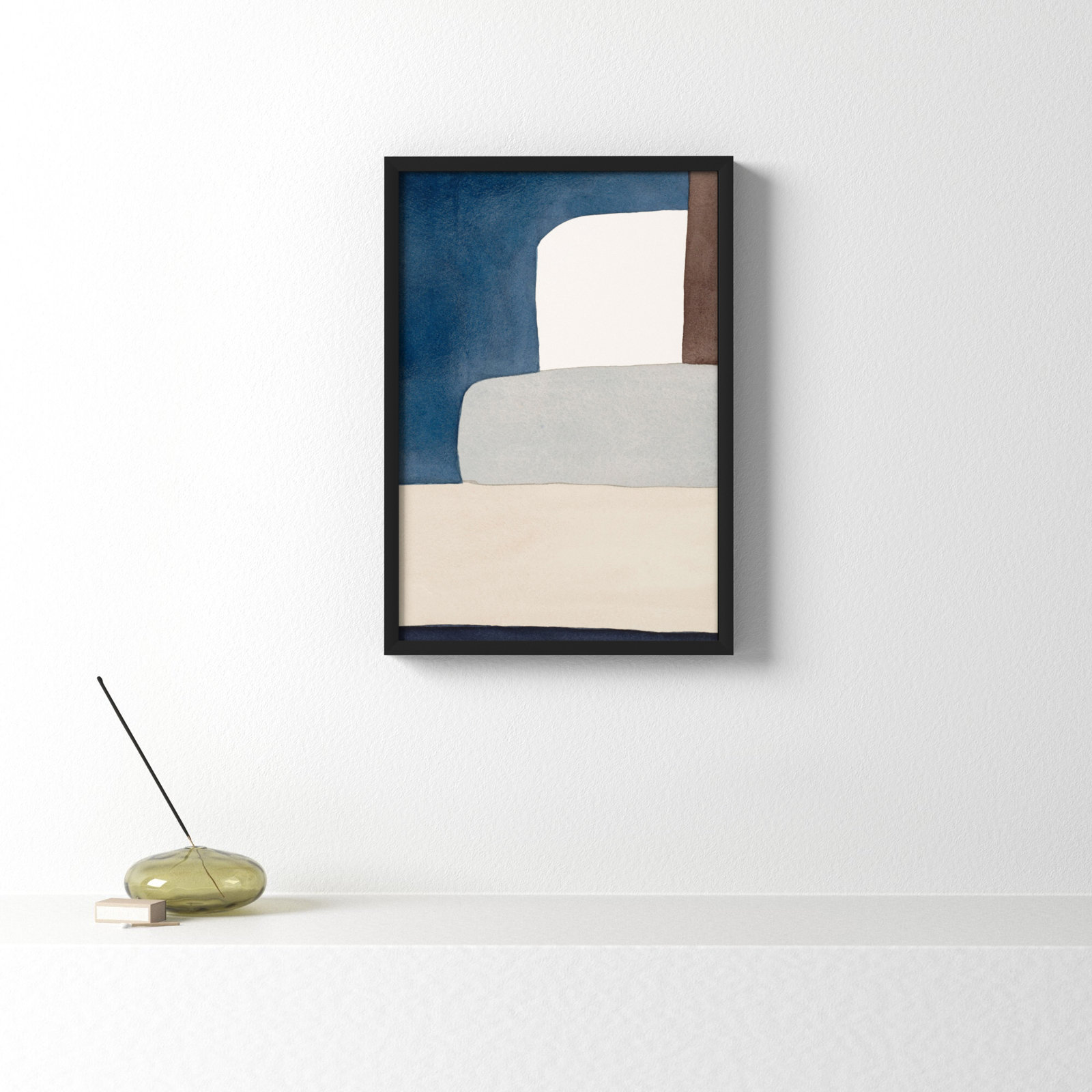 Distant Blue by Julia Balfour, 14" W x 20" H, Black