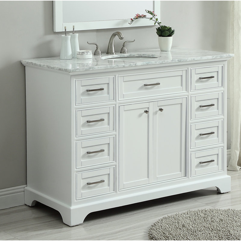 Hermes 48'' Single Bathroom Vanity with Marble Top, White