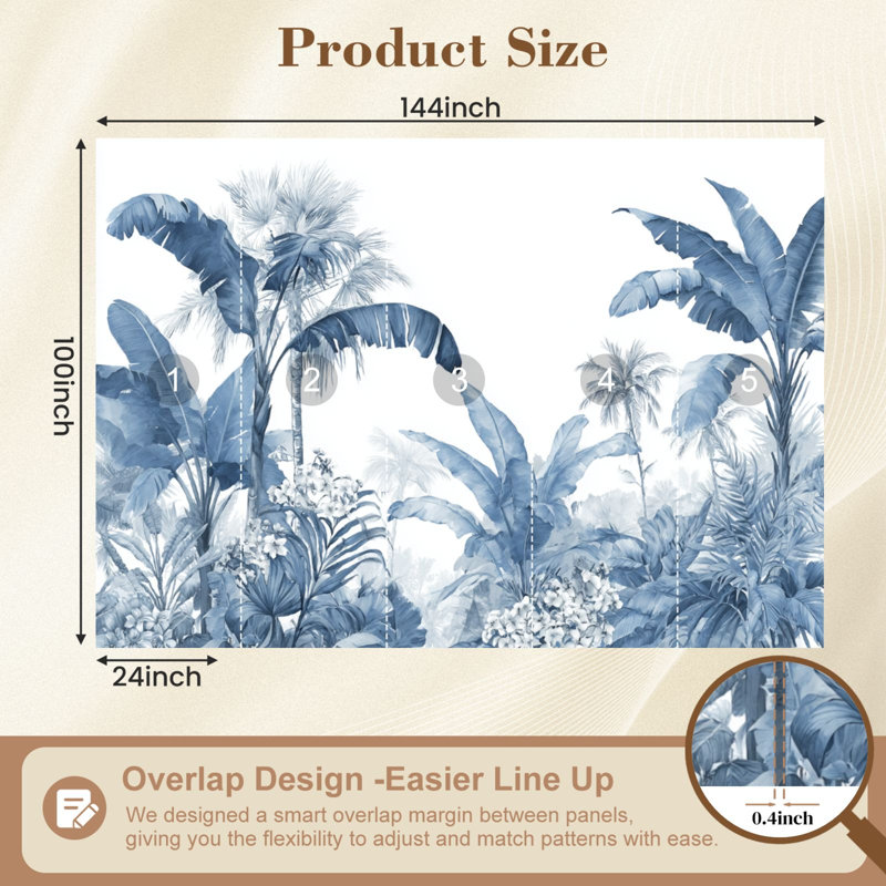 Papier peint auto-adhésif Tropical Foliage Tropical Jungle, L 144 po x l 100 po