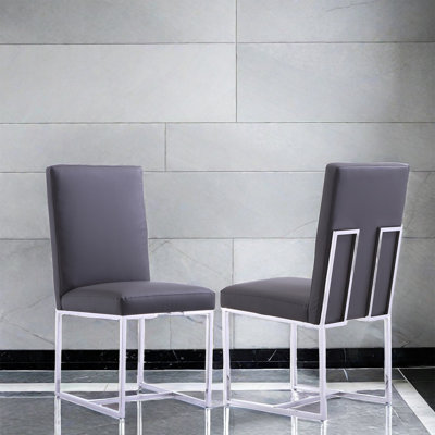 Haward 18.5 " H Faux Leather Upholstered Stainless Steel Side Chair