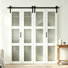 Porte de grange pliante en verre - Porte de garde-robe pliante en verre givré pré-fini 3 pièces avec quincaillerie, assemblage requis