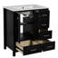 Ensemble de meuble-lavabo 30 po avec lavabo en céramique, meuble de rangement à structure en bois, ensemble de meuble-lavabo autoportant avec 4 tiroirs et portes à fermeture douce, noir