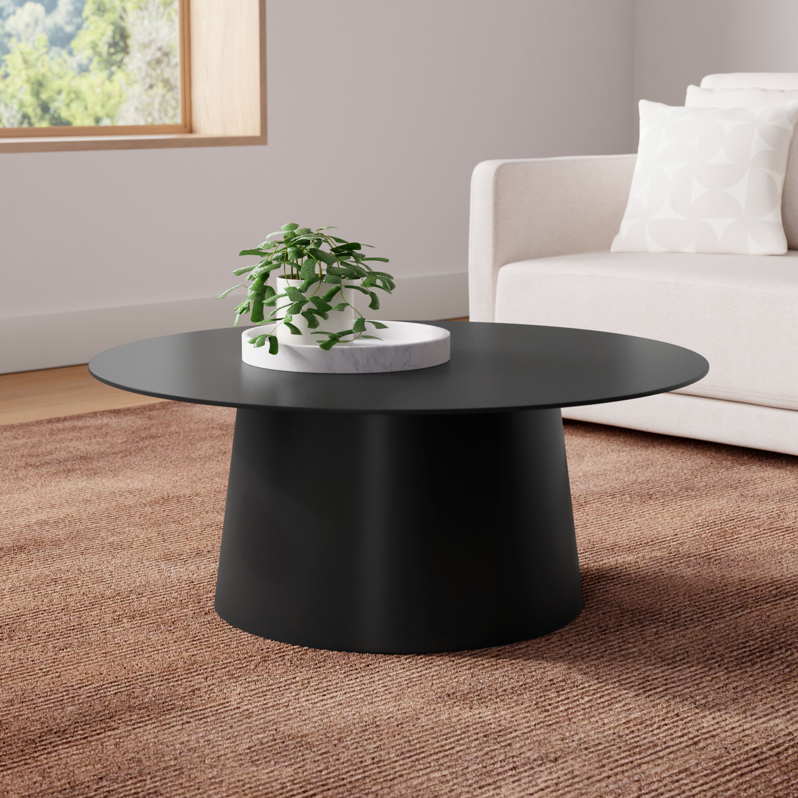Circula Single Coffee Table, Oblivion, 15" H x 36" L x 36" W