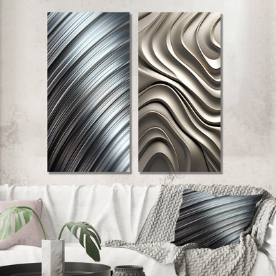 «Abstract Lines In Motion I», ensemble de 2 reproductions d'art sur toile abstraites