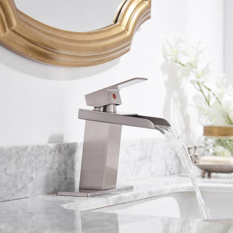 Robinet de salle de bains monotrou avec ensemble de drainage, Nickel brossé