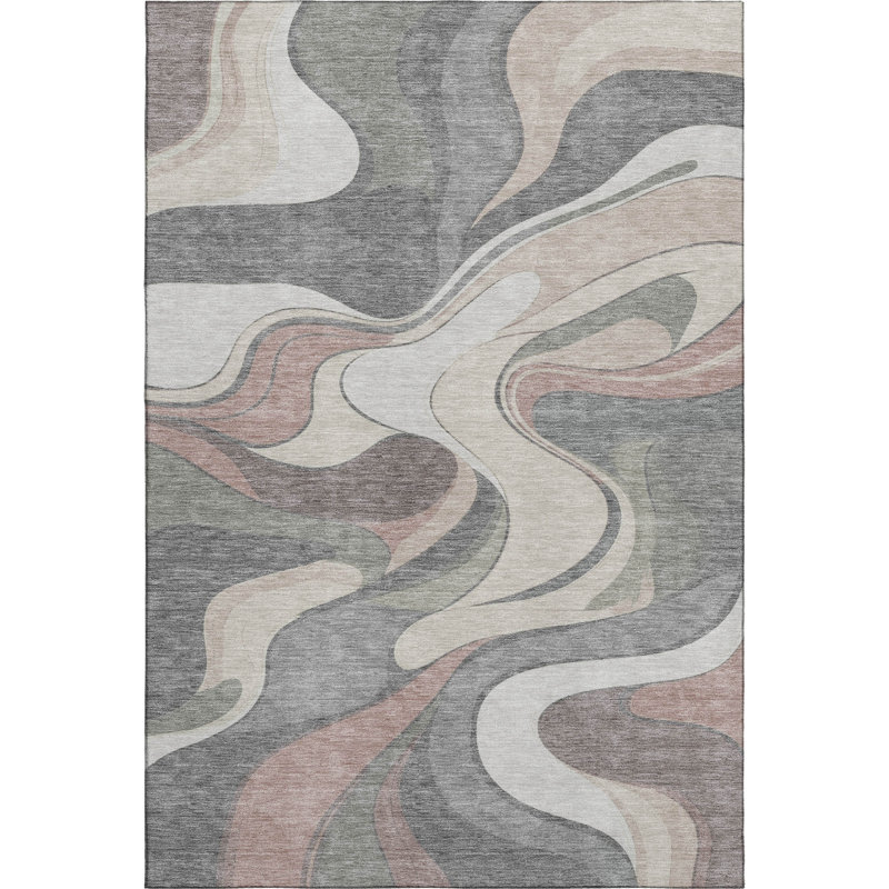 Premium Machine Washable Mayfield  swirls Rug, Beige, 8' x 10'