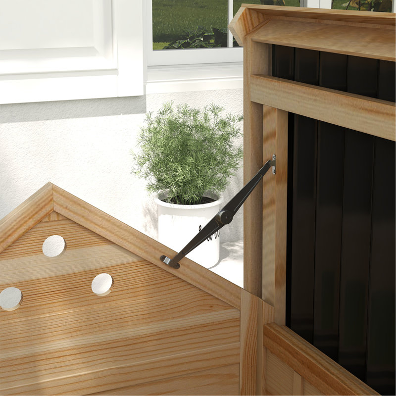 Pet Coop,Wooden House with Openable Roof, Noir / bois naturel